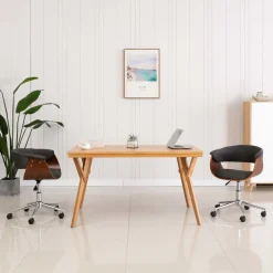 vidaXL Chaise pivotante de bureau Bois courbé et tissu