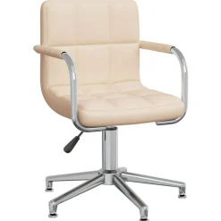 Meubles De Bureau-vidaXL Chaise pivotante de bureau Crème Tissu Cr&egrave;me