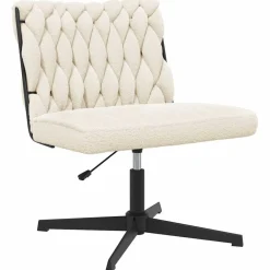 Fauteuils Et Chaises-vidaXL Chaise pivotante de bureau crème bouclé comme de la laine tissu Cr&egrave;me