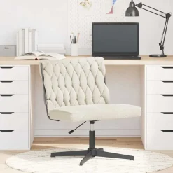 Fauteuils Et Chaises-vidaXL Chaise pivotante de bureau crème bouclé comme de la laine tissu Cr&egrave;me