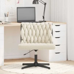 Fauteuils Et Chaises-vidaXL Chaise pivotante de bureau crème bouclé comme de la laine tissu Cr&egrave;me