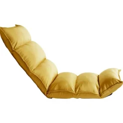 vidaXL Chaise pliable de sol moutarde Tissu