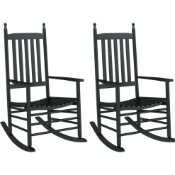 Fauteuils Et Chaises-vidaXL Chaises à bascule avec sièges incurvés lot de 2 peuplier Noir