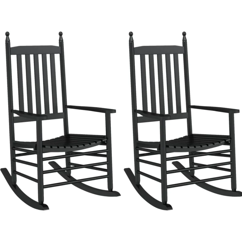 Fauteuils Et Chaises-vidaXL Chaises à bascule avec sièges incurvés lot de 2 peuplier Noir