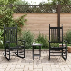Fauteuils Et Chaises-vidaXL Chaises à bascule avec sièges incurvés lot de 2 peuplier Noir