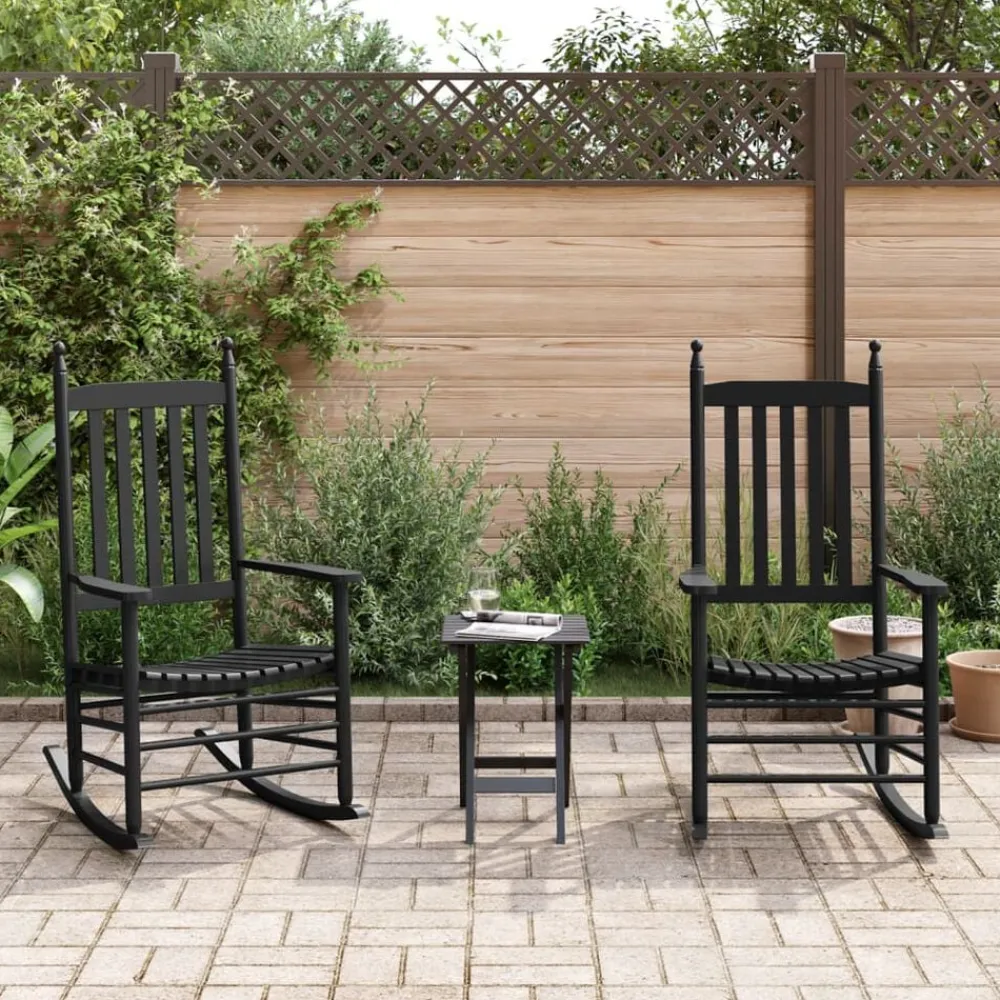 Fauteuils Et Chaises-vidaXL Chaises à bascule avec sièges incurvés lot de 2 peuplier Noir