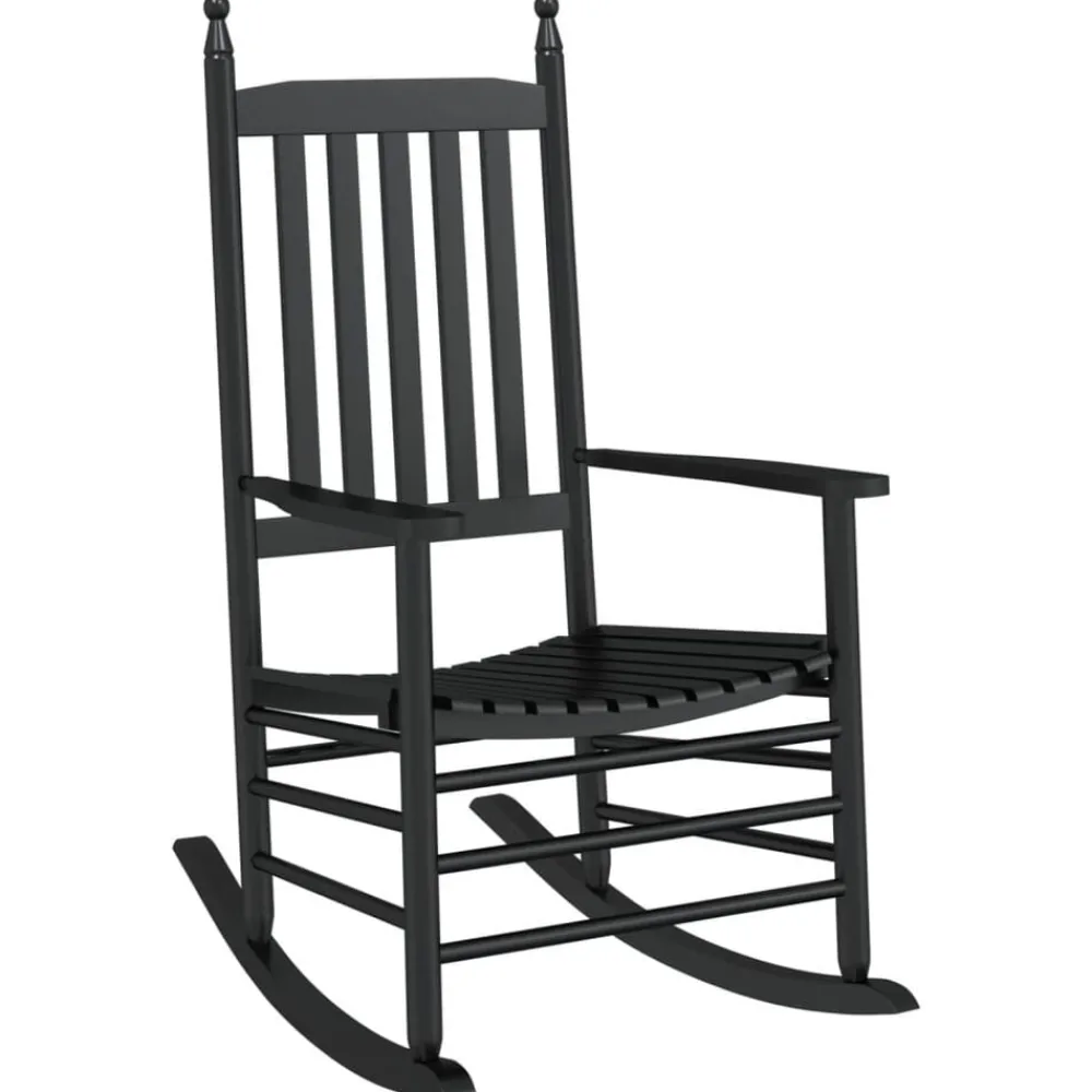 Fauteuils Et Chaises-vidaXL Chaises à bascule avec sièges incurvés lot de 2 peuplier Noir