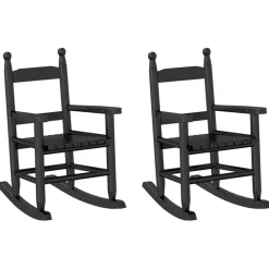 Fauteuils Et Chaises-vidaXL Chaises à bascule enfants lot de 2 bois de peuplier massif Noir