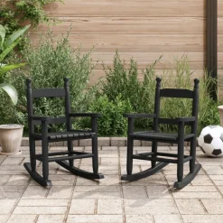 Fauteuils Et Chaises-vidaXL Chaises à bascule enfants lot de 2 bois de peuplier massif Noir