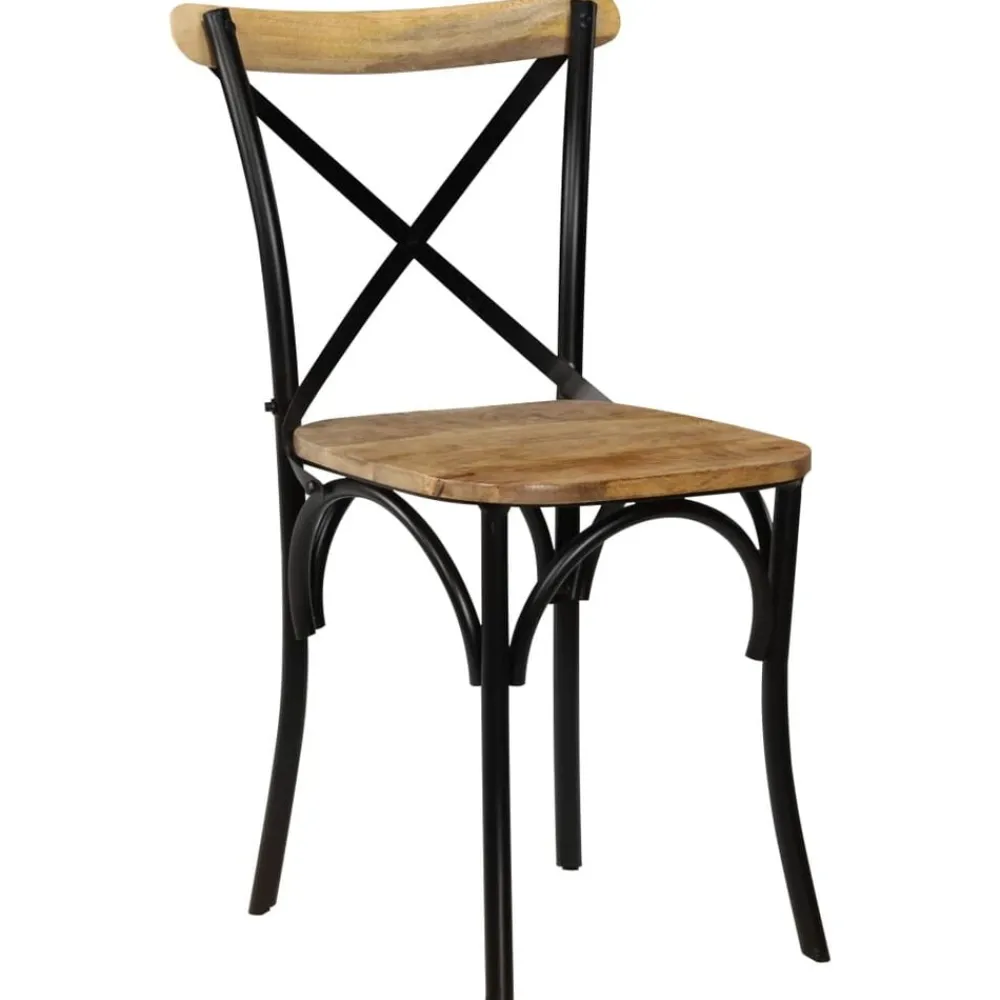 vidaXL Chaises à dossier croisé lot de 2 noir bois de manguier solide