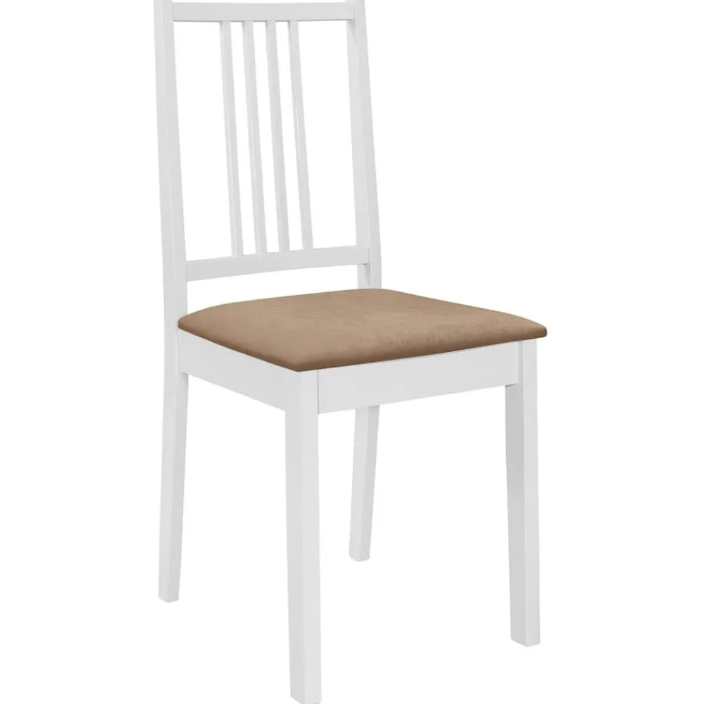 Fauteuils Et Chaises-vidaXL Chaises à manger avec coussins lot de 4 blanc bois solide blanc et crème