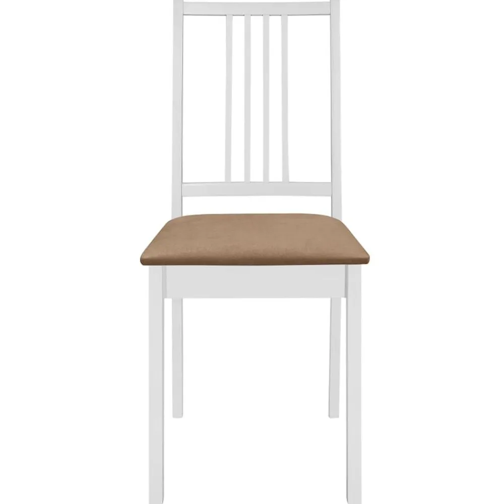 Fauteuils Et Chaises-vidaXL Chaises à manger avec coussins lot de 4 blanc bois solide blanc et crème