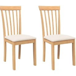 vidaXL Chaises à manger coussins 2 pcs naturel bois massif caoutchouc
