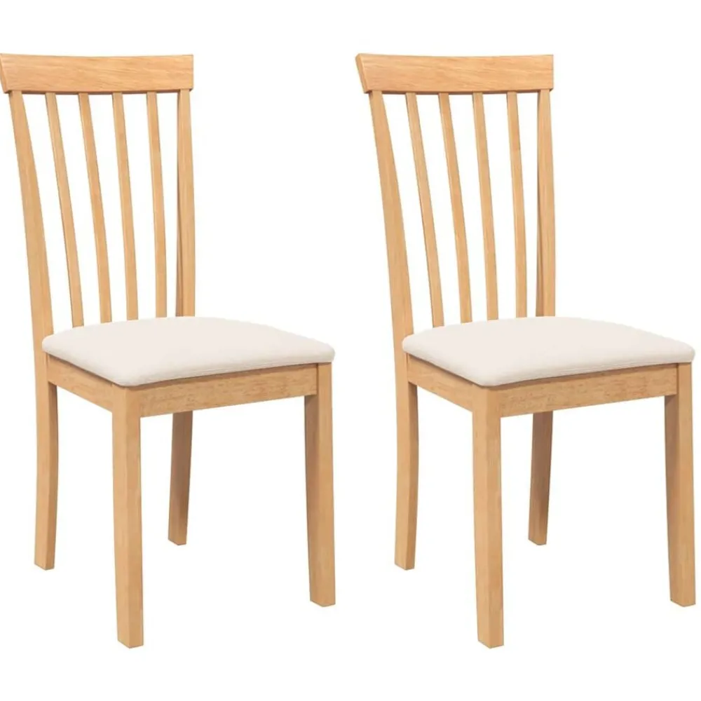 vidaXL Chaises à manger coussins 2 pcs naturel bois massif caoutchouc