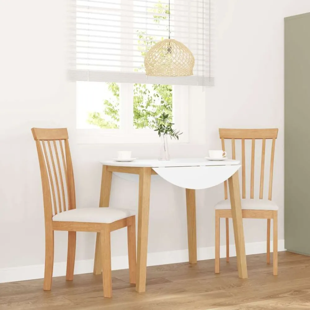 vidaXL Chaises à manger coussins 2 pcs naturel bois massif caoutchouc