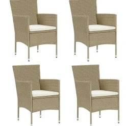 vidaXL Chaises à manger de jardin lot de 4 Résine tressée