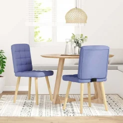 Fauteuils Et Chaises-vidaXL Chaises à manger lot de 2 tissu Bleu jean