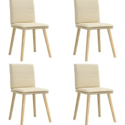 Fauteuils Et Chaises-vidaXL Chaises à manger lot de 4 crème tissu Cr&egrave;me