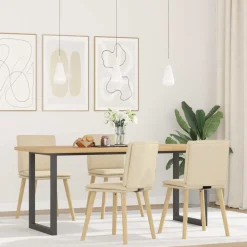 Fauteuils Et Chaises-vidaXL Chaises à manger lot de 4 crème tissu Cr&egrave;me