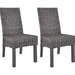 vidaXL Chaises à manger lot de 2 rotin kubu et bois d'acajou