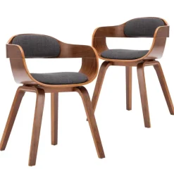 vidaXL Chaises à manger lot de 2 tissu et bois courbé