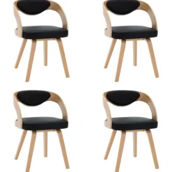 vidaXL Chaises à manger lot de 4 noir bois courbé et similicuir