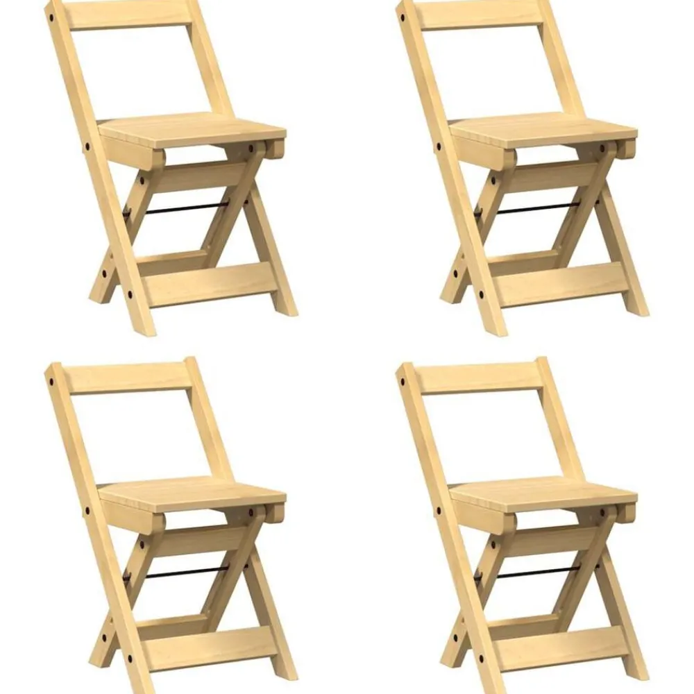 Fauteuils Et Chaises-vidaXL Chaises à manger pliables lot de 4 Corona bois massif de pin Marron cire
