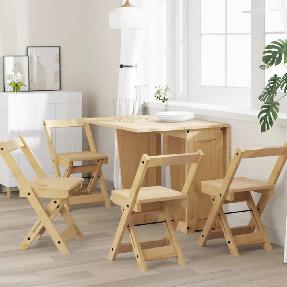 Fauteuils Et Chaises-vidaXL Chaises à manger pliables lot de 4 Corona bois massif de pin Marron cire