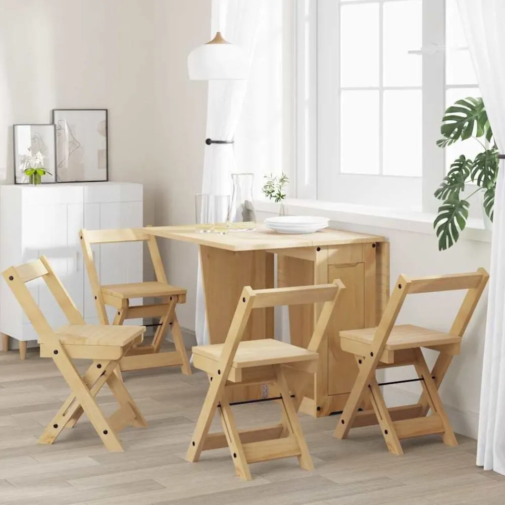 Fauteuils Et Chaises-vidaXL Chaises à manger pliables lot de 4 Corona bois massif de pin Marron cire