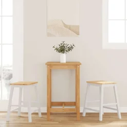 vidaXL Chaises de bar 2 pcs blanc bois massif d'hévéa