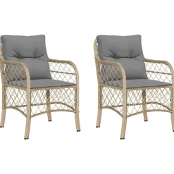 Mobilier De Jardin-vidaXL Chaises de jardin avec coussins lot de 2 mélange beige rotin Mélange de beiges
