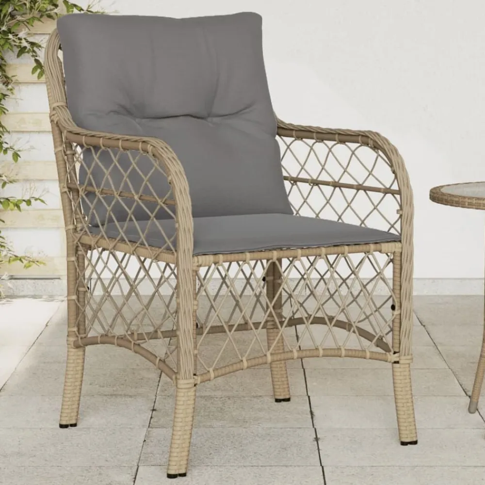 Mobilier De Jardin-vidaXL Chaises de jardin avec coussins lot de 2 mélange beige rotin Mélange de beiges