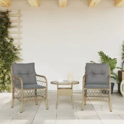 Mobilier De Jardin-vidaXL Chaises de jardin avec coussins lot de 2 mélange beige rotin Mélange de beiges