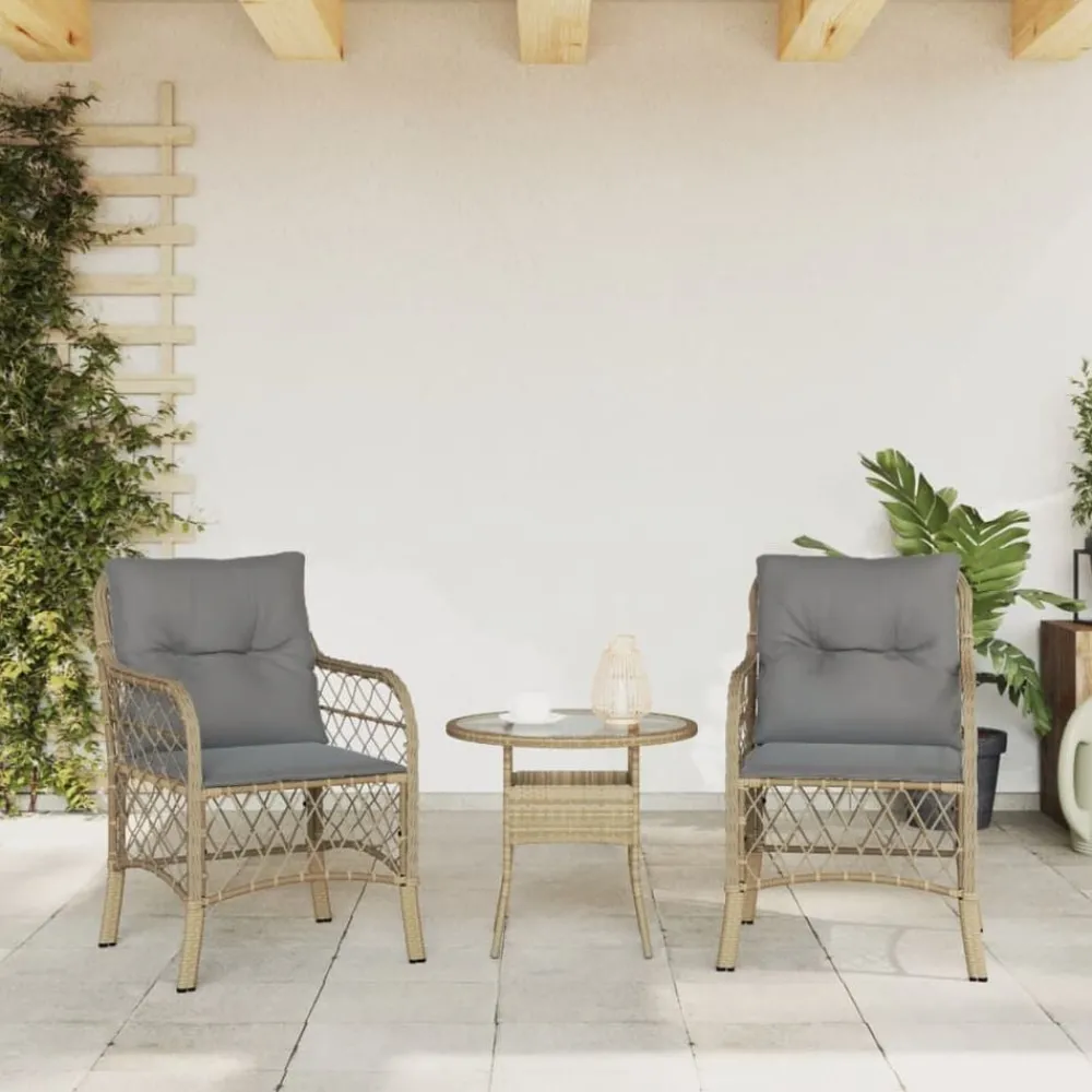 Mobilier De Jardin-vidaXL Chaises de jardin avec coussins lot de 2 mélange beige rotin Mélange de beiges