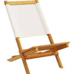 vidaXL Chaises de jardin lot de 2 blanc crème bois acacia massif tissu