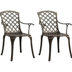 Mobilier De Jardin-vidaXL Chaises de jardin lot de 2 Aluminium coulé Bronze