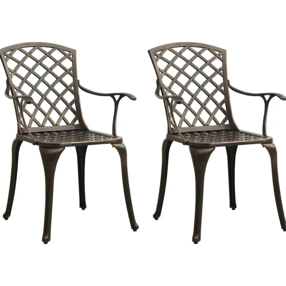 Mobilier De Jardin-vidaXL Chaises de jardin lot de 2 Aluminium coulé Bronze