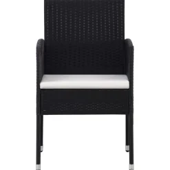 Mobilier De Jardin-vidaXL Chaises de jardin coussins blanc crème 2pcs noir résine tressée Blanc cr&egrave;me
