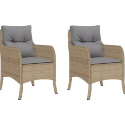 vidaXL Chaises de jardin avec coussins lot de 2 mélange beige rotin