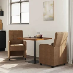 vidaXL Chaises de Salle à Manger avec Roues 2 pcs