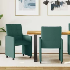 vidaXL Chaises de Salle à Manger avec Roues 2 pcs tissu