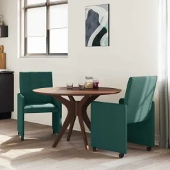vidaXL Chaises de Salle à Manger avec Roues 2 pcs tissu