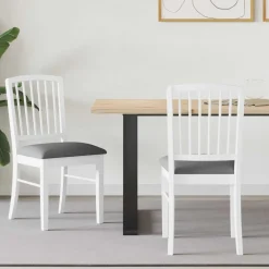 Fauteuils Et Chaises-vidaXL Chaises de salle à manger 2 pcs Blanc 50 x 52,5 x 91 cm Blanc et gris