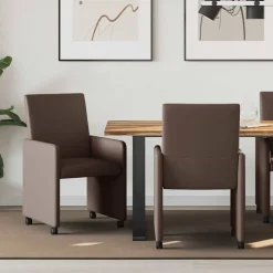vidaXL Chaises de Salle à Manger avec Roues 2 pcs Faux cuir