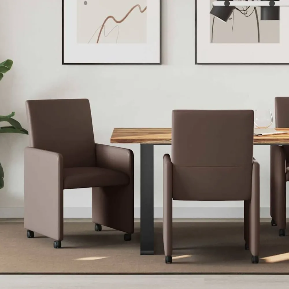 vidaXL Chaises de Salle à Manger avec Roues 2 pcs Faux cuir