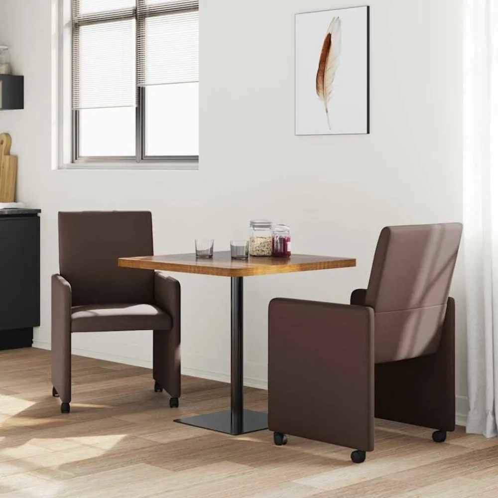 vidaXL Chaises de Salle à Manger avec Roues 2 pcs Faux cuir