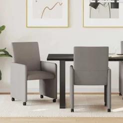 Fauteuils Et Chaises-vidaXL Chaises de Salle à Manger avec Roues 2 pcs tissu Taupe