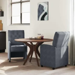 vidaXL Chaises de Salle à Manger avec Roues 2 pcs Velours