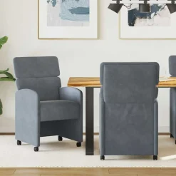 Fauteuils Et Chaises-vidaXL Chaises de Salle à Manger avec Roues 2 pcs Velours Gris foncé