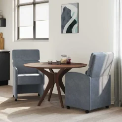 Fauteuils Et Chaises-vidaXL Chaises de Salle à Manger avec Roues 2 pcs Velours Gris foncé